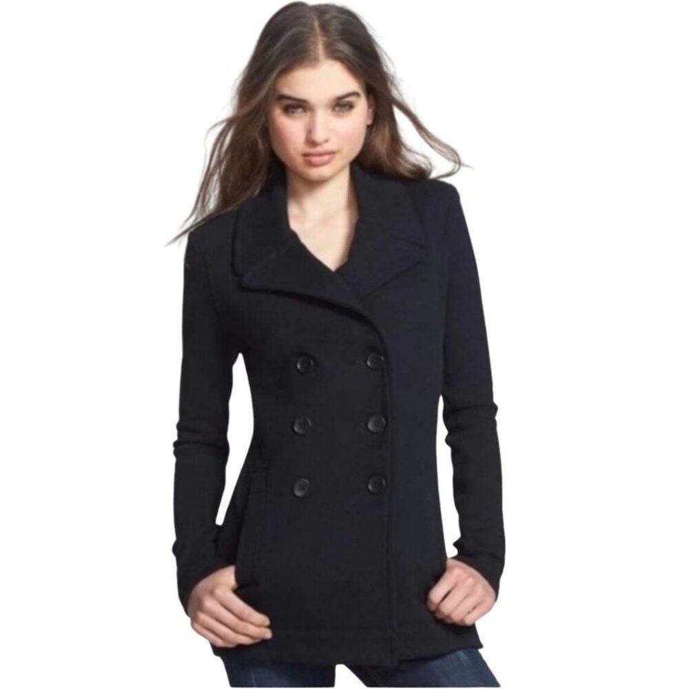 Standard James Perse Cotton Knit Double Breasted Blazer Black Size 3